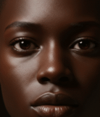 craiyon 023331 dark brown eyes in black person