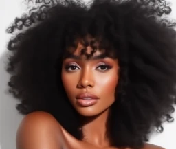 craiyon 144019 a stunningly beautiful dark woman with kinky coily natural realistic looking afro hair