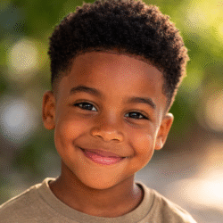 Little boy with a healthy afro hair